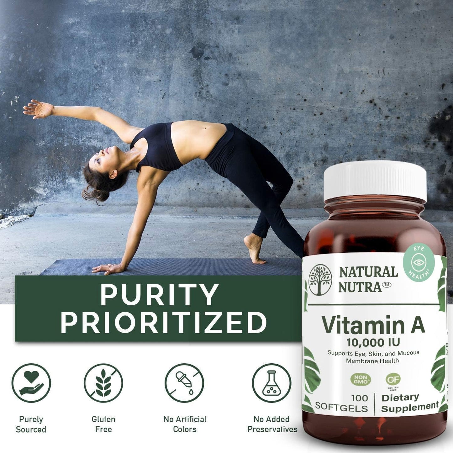 Natural Nutra Vitamin A 10,000 IU Softgels - Cod Liver Oil Supplement for Eye, Skin, Nails Health - Prevent Cataract with Omega 3 - Gluten Free - 100 Count (3 Pack)