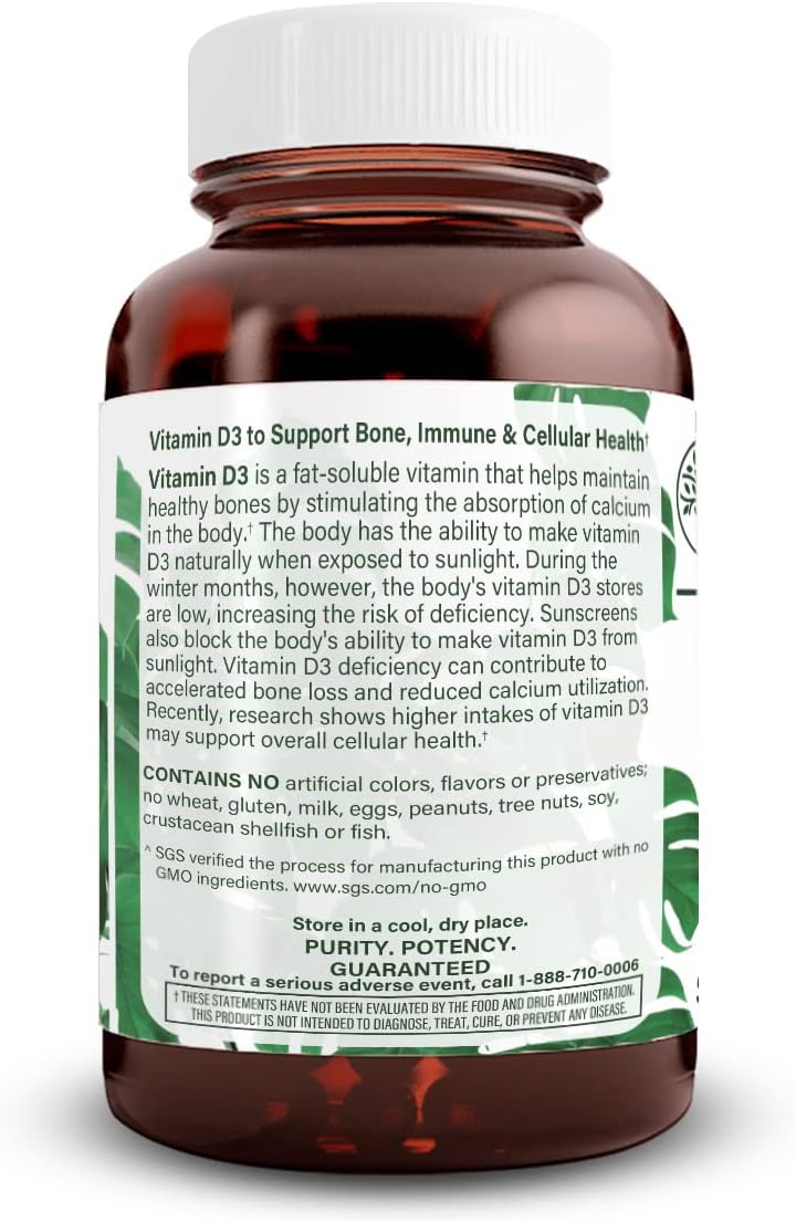 Natural Nutra Vitamin D3 1000 IU Softgels for Joint and Bone Health, Immunity, and Heart Support