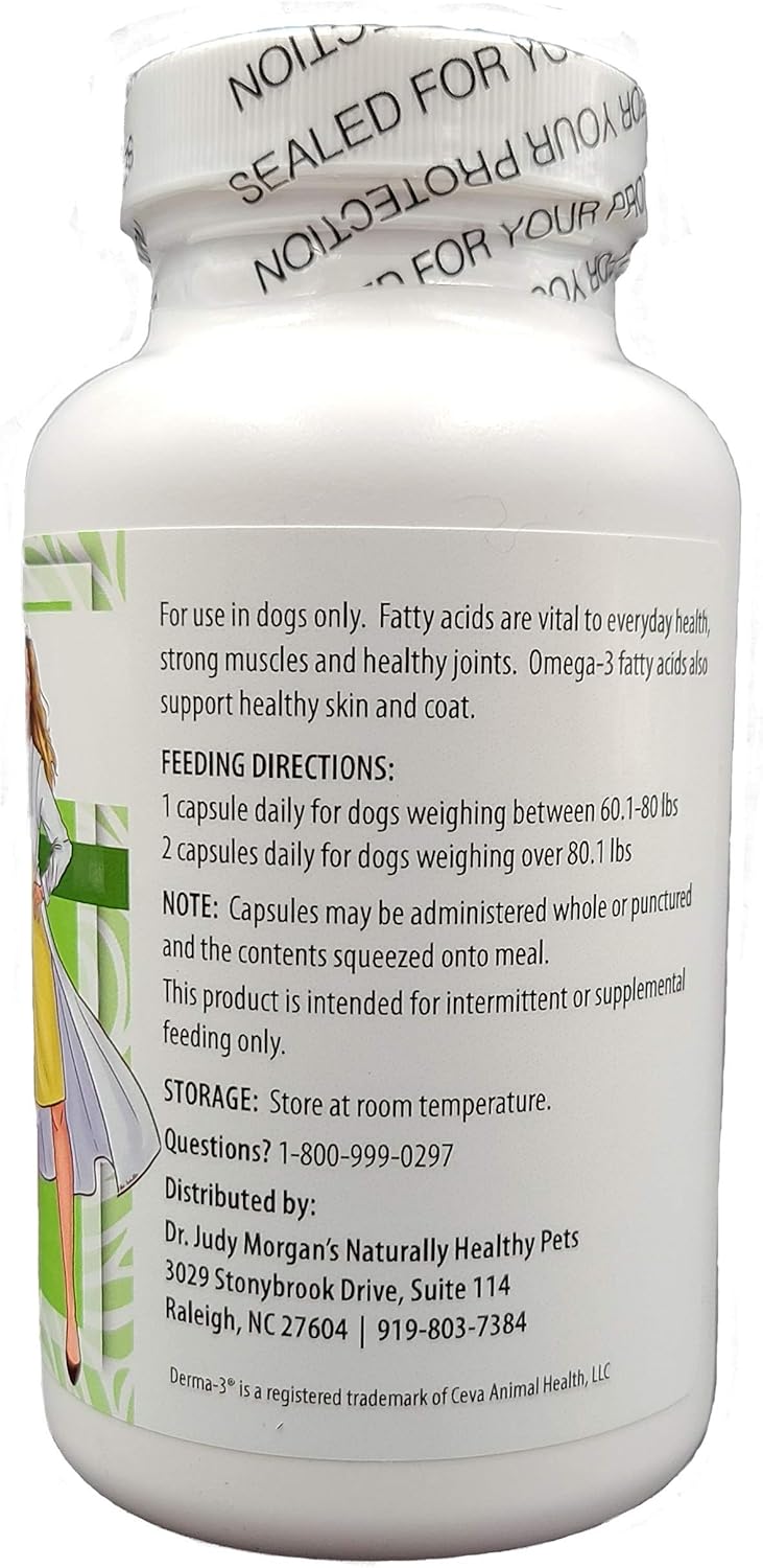Natural Omega-3 Fish Oil Softgels for Large Dogs and Cats by Dr. Judy Morgan - Healthy Pets Supplement