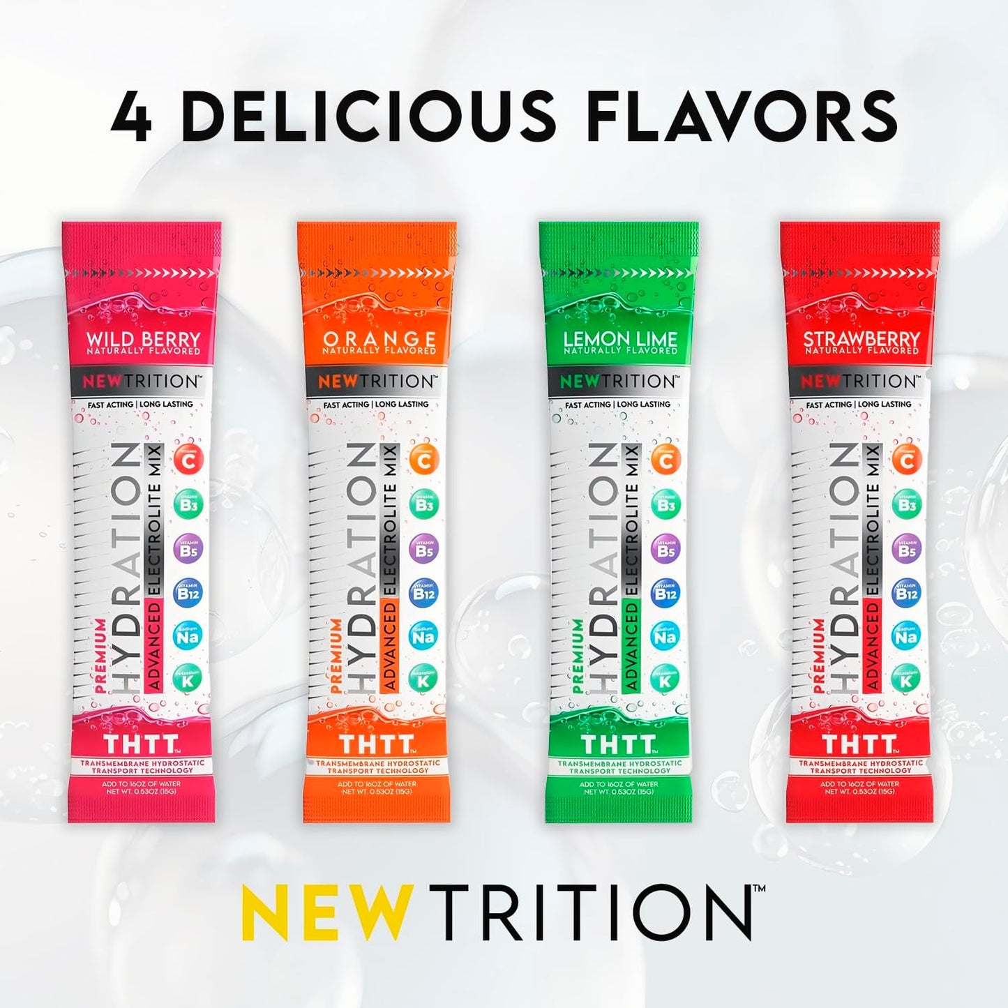 Natural Orange Flavored Electrolyte Hydration Powder Packets - 12 Servings, Fast-Acting Hydrate with Vitamins C & D for Water