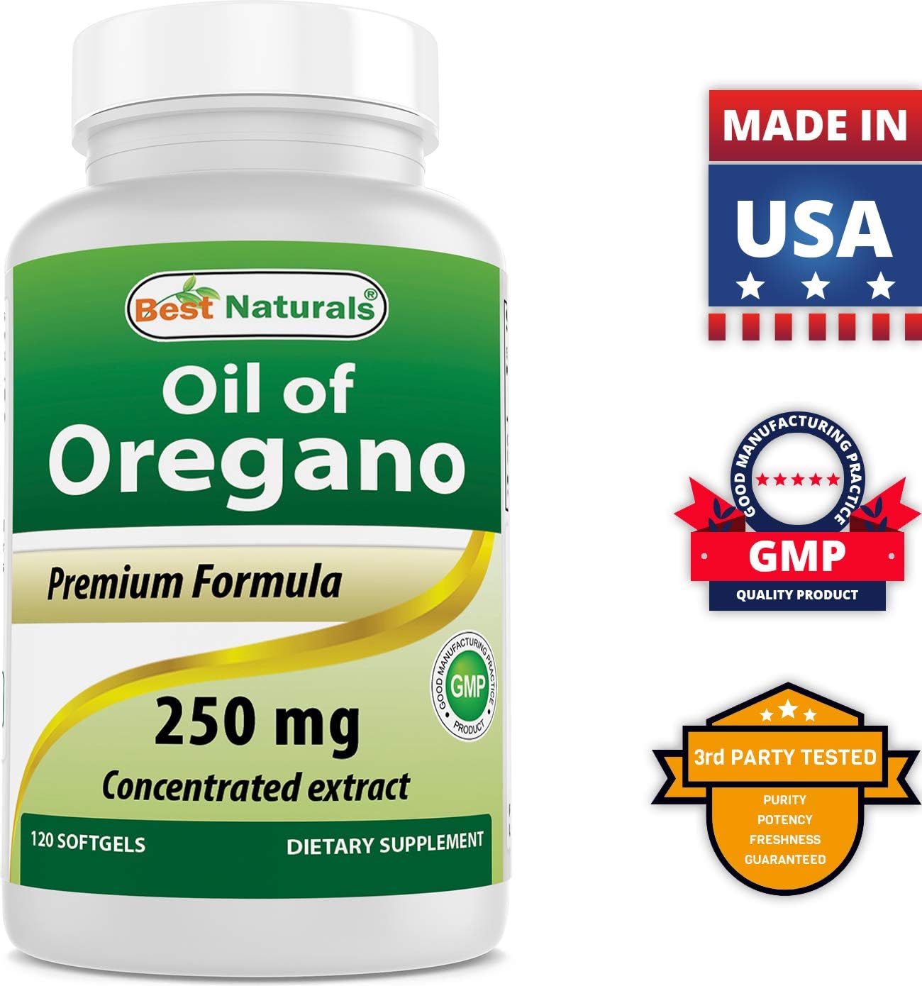 Natural Oregano Oil 250 mg with Quercetin and Bromelain - Top Quality Supplement for Immune Support and Overall Health