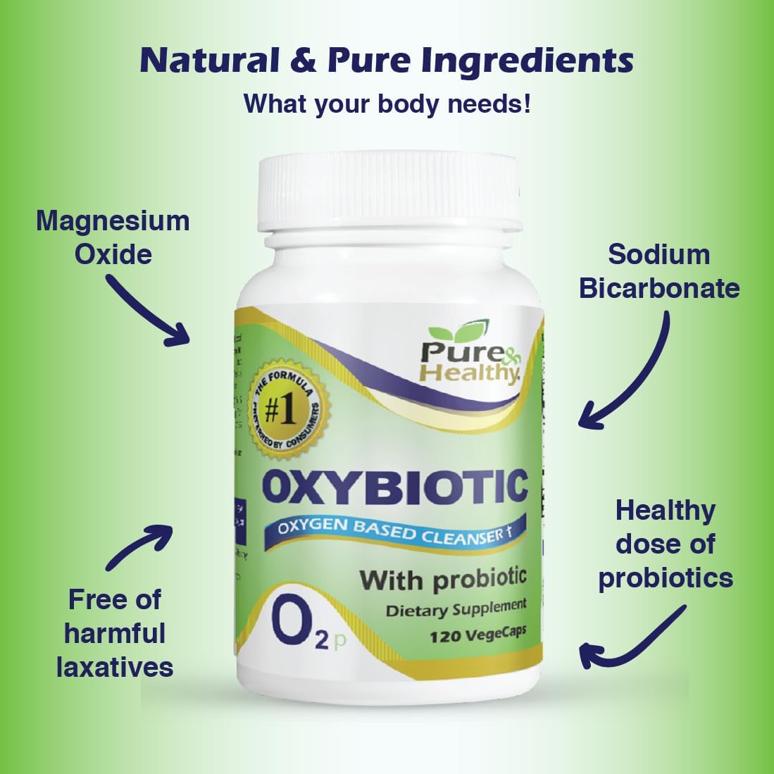 Natural Oxybiotic Colon Cleanser for a Pure and Healthy Gut (120 Capsules)