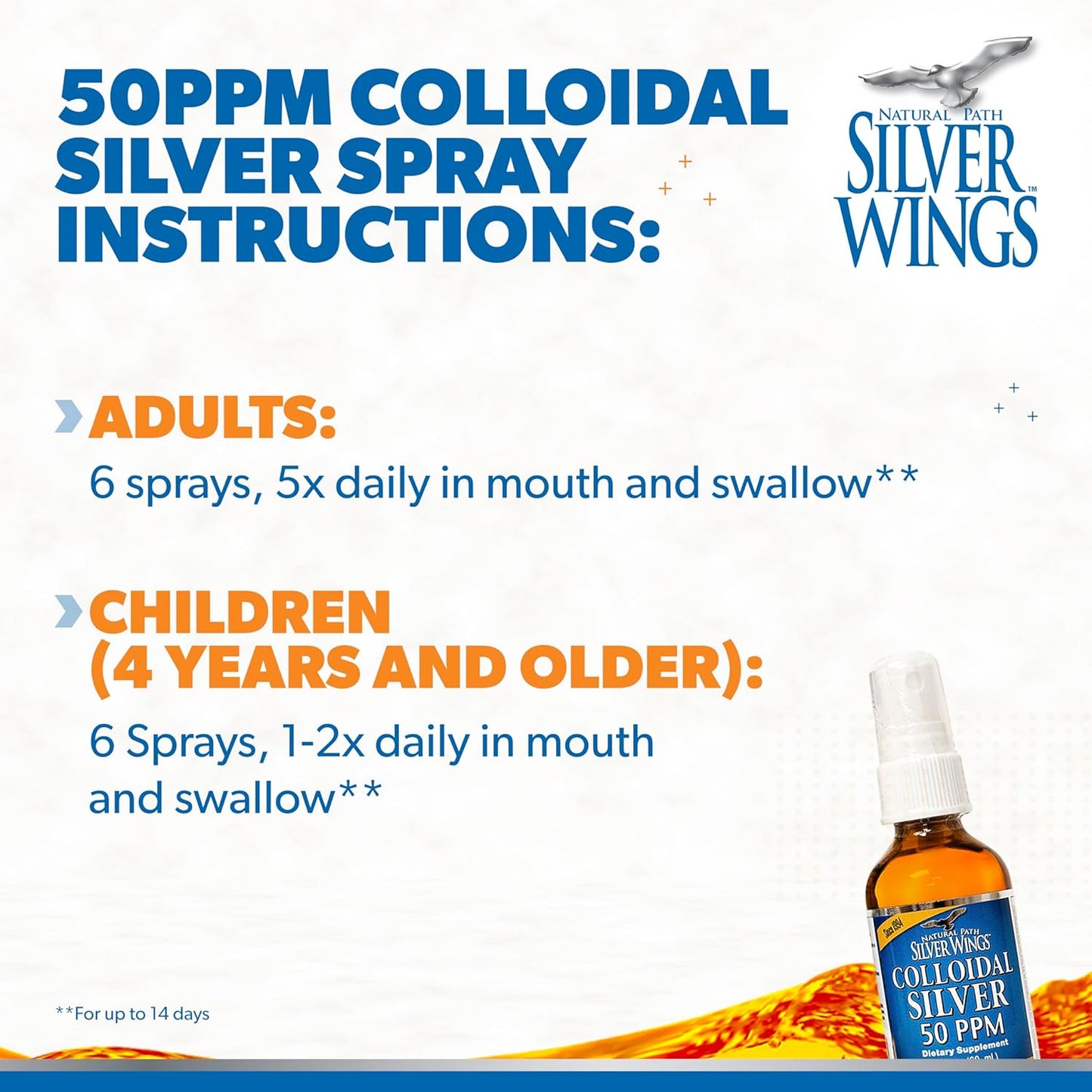 Natural Path Silver Wings Colloidal Silver Liquid Spray - Immune Support Supplement - 50ppm Concentration - 2oz Bottle
