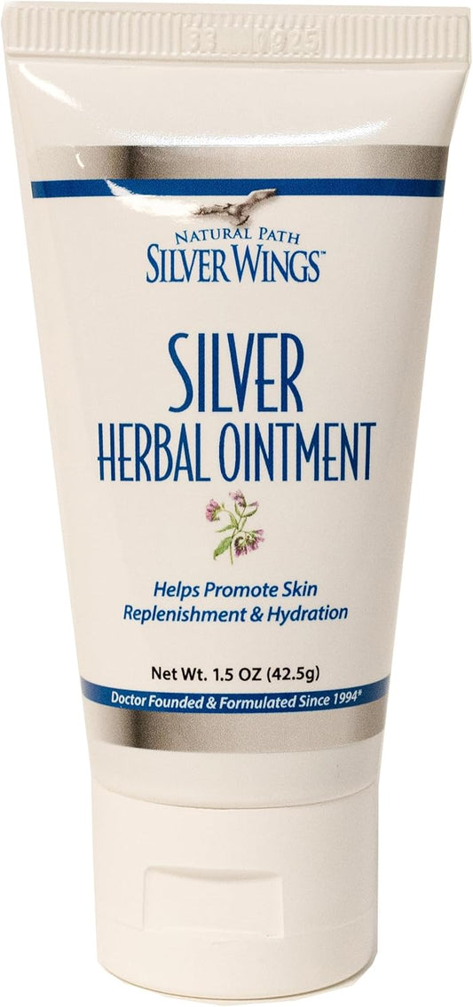 Natural Path Silver Wings Silver 250ppm Herbal Ointment 1.5 oz. for Skin Healing & Nourishing
