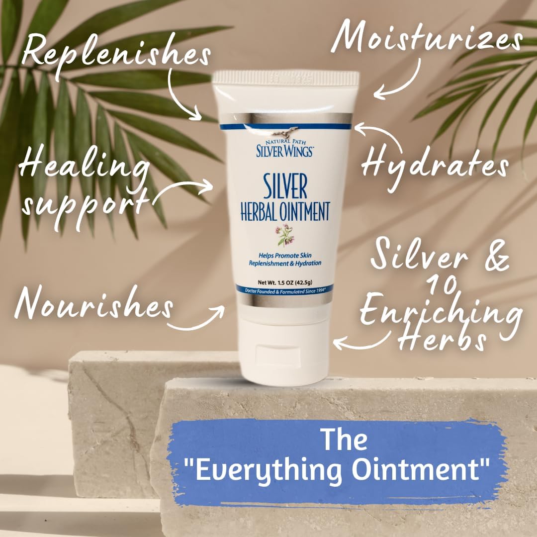 Natural Path Silver Wings Silver 250ppm Herbal Ointment 1.5 oz. for Skin Healing & Nourishing