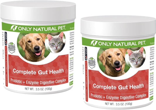 Natural Pet Probiotic & Digestive Enzyme Supplement - Gut Health Complex for Dogs & Cats - Supports Digestion, Immune System, Nutrient Absorption - 3.5oz Powder (2 Pack)