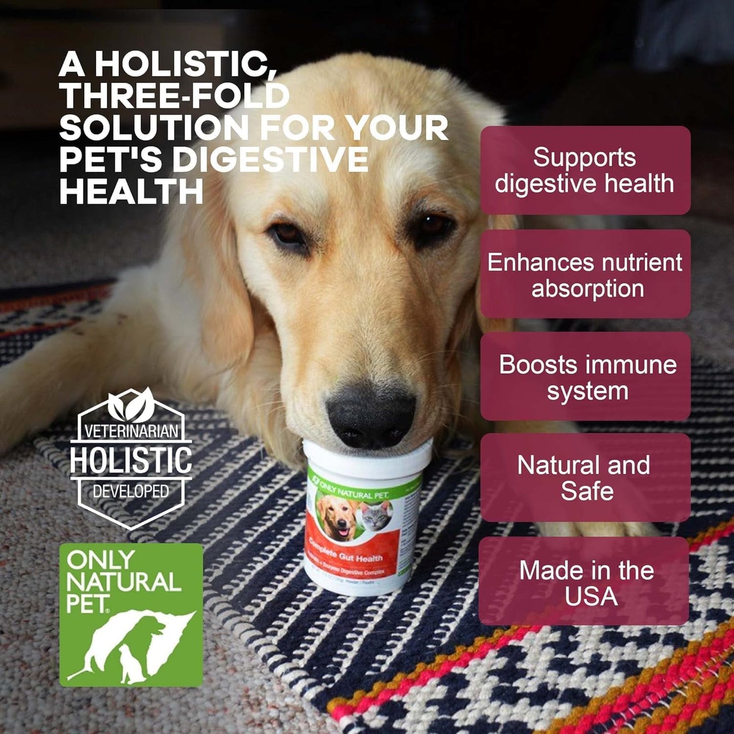 Natural Pet Probiotic & Digestive Enzyme Supplement - Gut Health Complex for Dogs & Cats - Supports Digestion, Immune System, Nutrient Absorption - 3.5oz Powder (2 Pack)