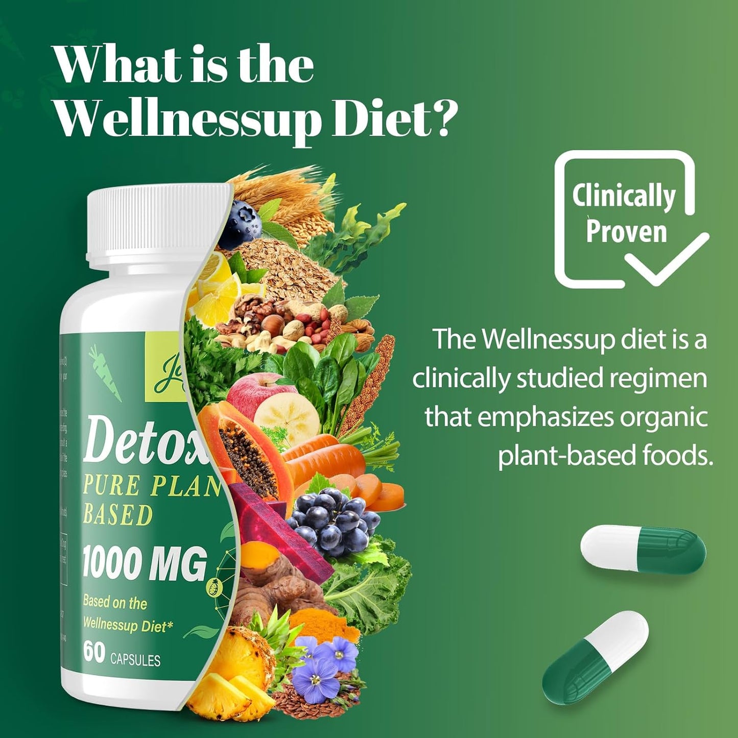 Natural Plant-Based Detox Cleanse with Zeolite for Liver, Gut & Colon Support - Antioxidant & Digestive Aid - 2000 MG - Fast-Acting Formula - 120 Capsules