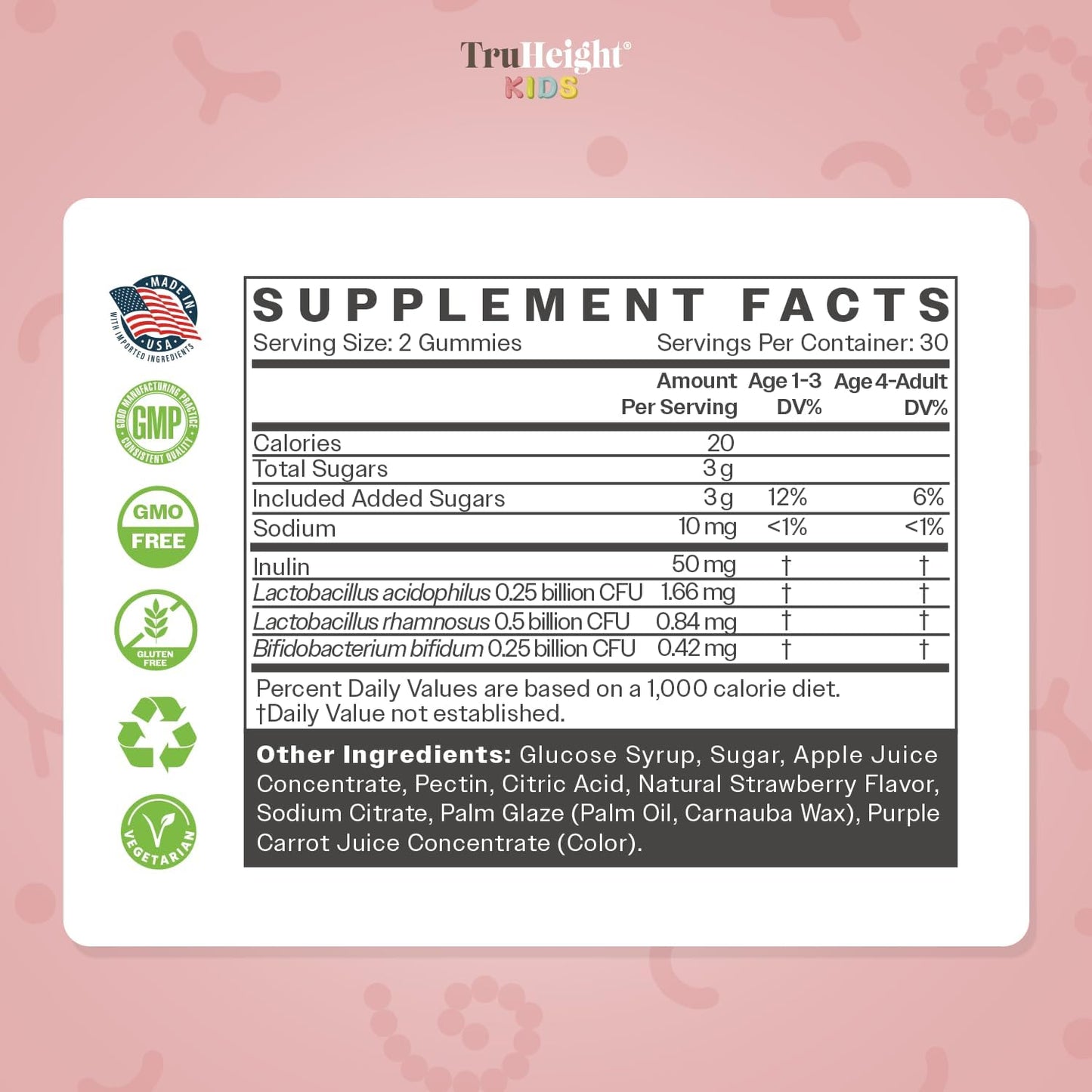 Natural Prebiotic & Probiotic Gummies for Kids 2+ - Strawberry Flavored Digestive Health & Immune Support Supplement - Pediatric Recommended, Vegan & NonGMO