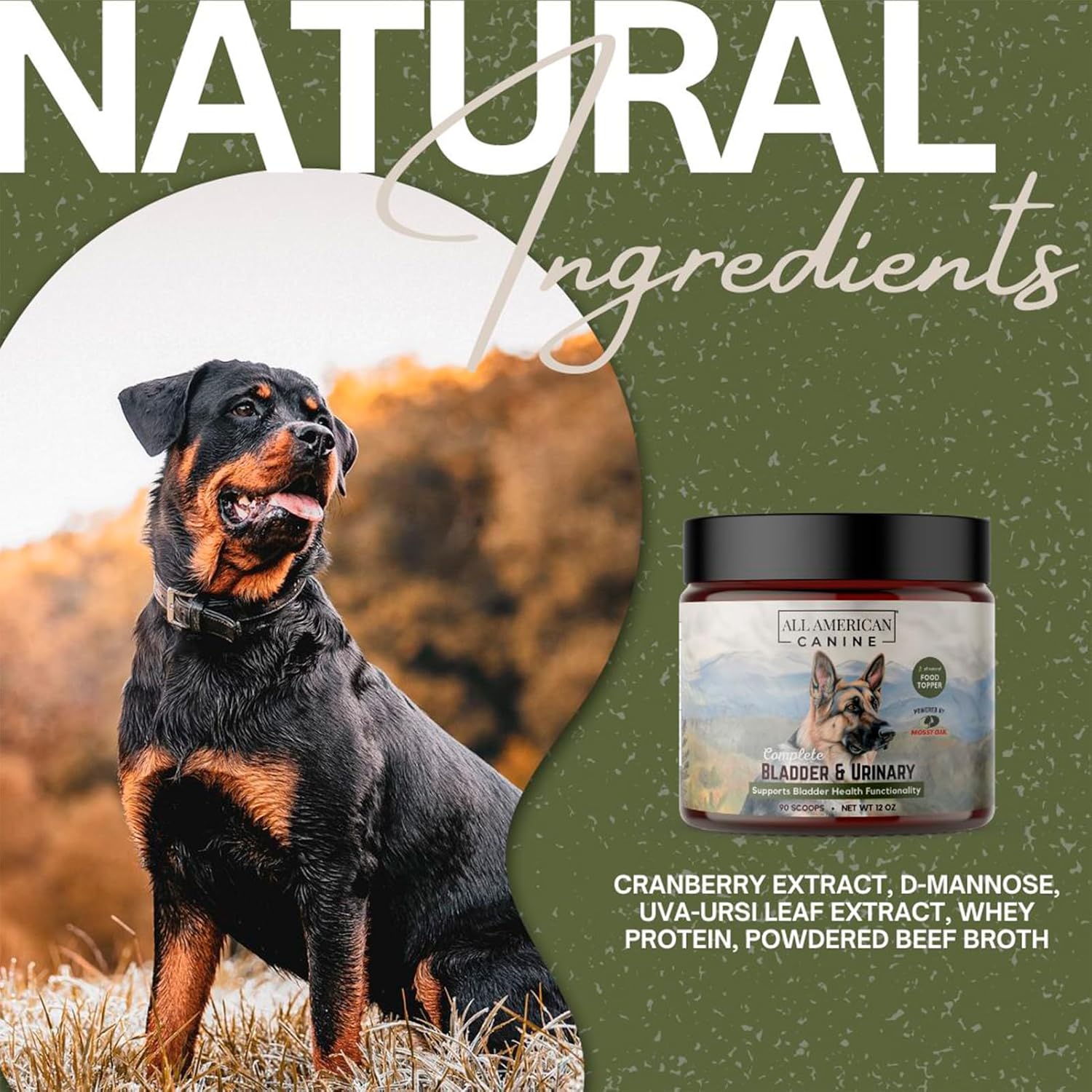 Natural Protein-Enriched Powdered Cranberry Dog Food Topper - Supports Urinary Health - 90 Servings