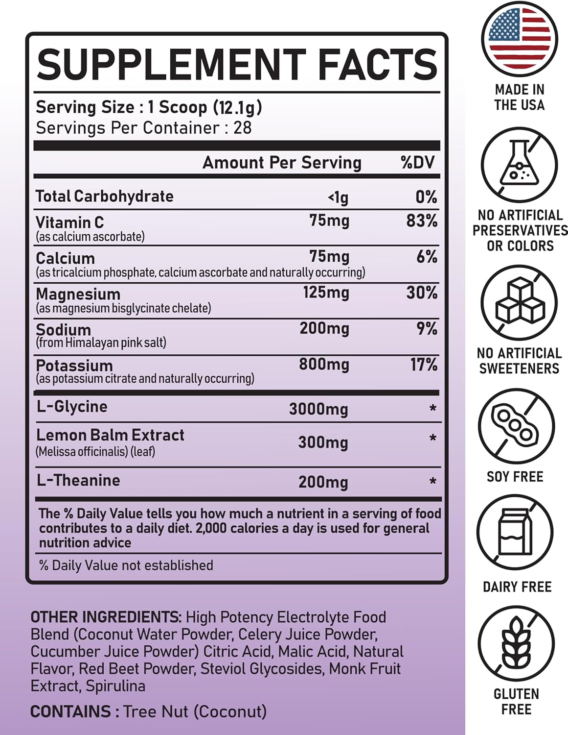 Natural Relax+ Cherry Limeade Electrolyte Supplement: Hydration & Stress Relief with Glycine, L-Theanine, Lemon Balm - USA-Made