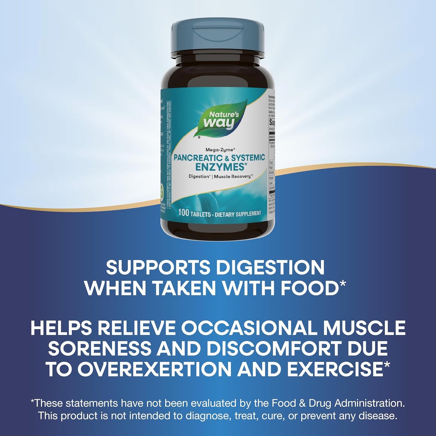 Natural Relief for Muscle Soreness with Nature's Way Mega-Zyme Enzymes - 100 Tablets