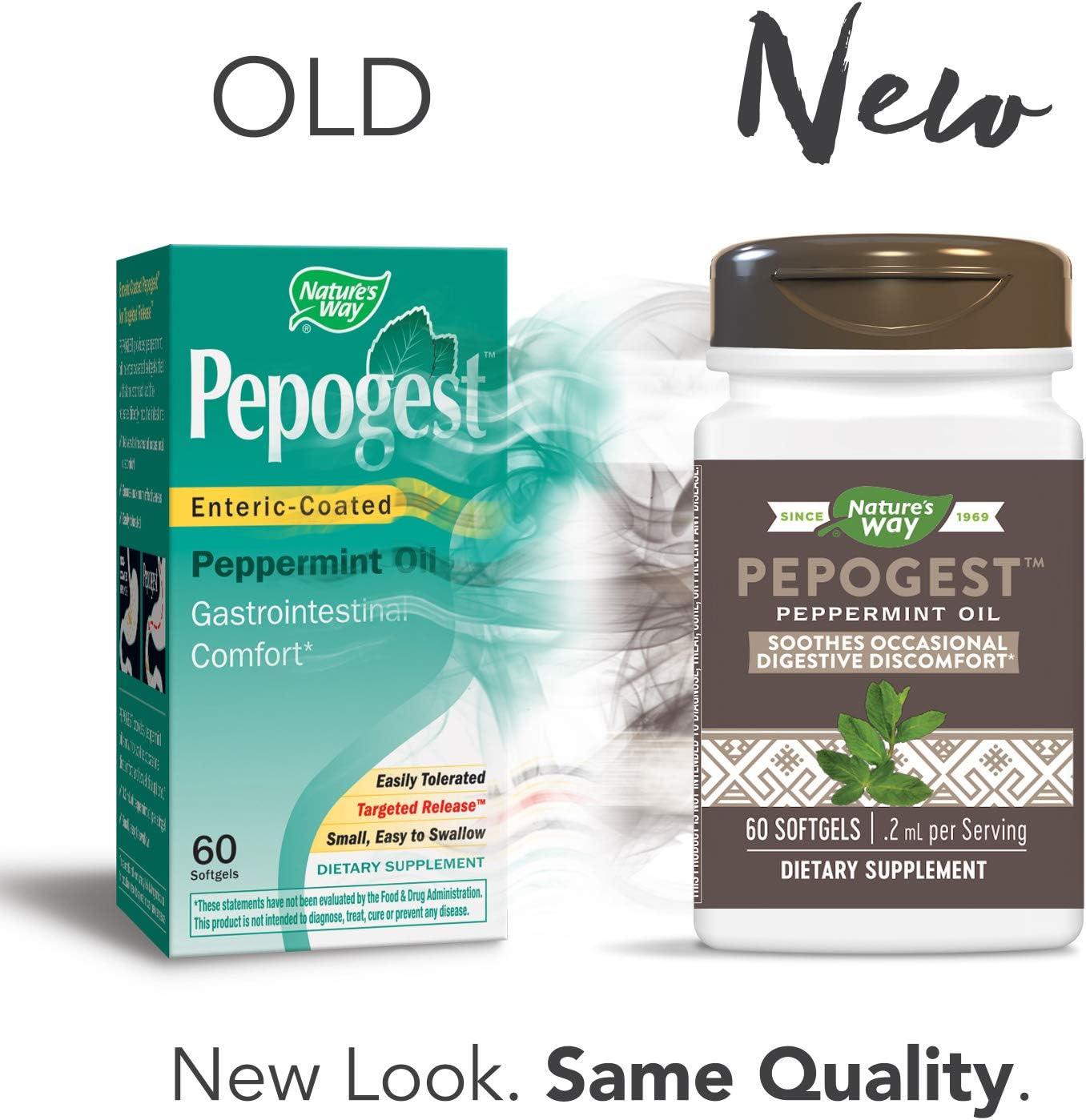 Natural Relief for Occasional Digestive Discomfort - Nature's Way Pepogest Peppermint Oil Softgels, 60 Count (Pack of 2)