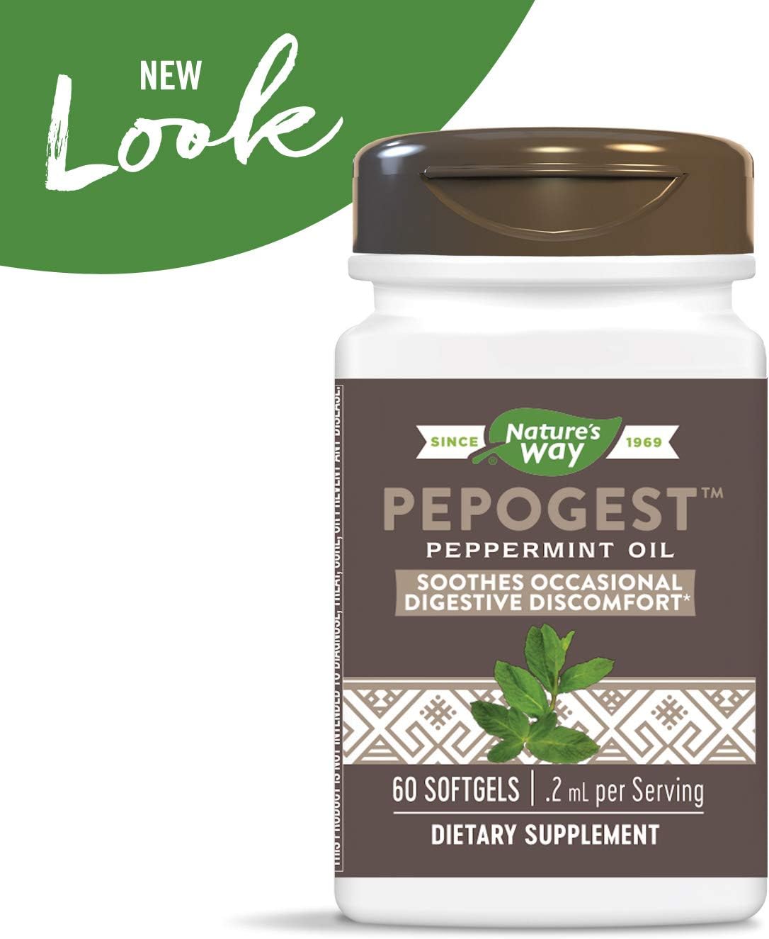 Natural Relief for Occasional Digestive Discomfort - Nature's Way Pepogest Peppermint Oil Softgels, 60 Count (Pack of 2)