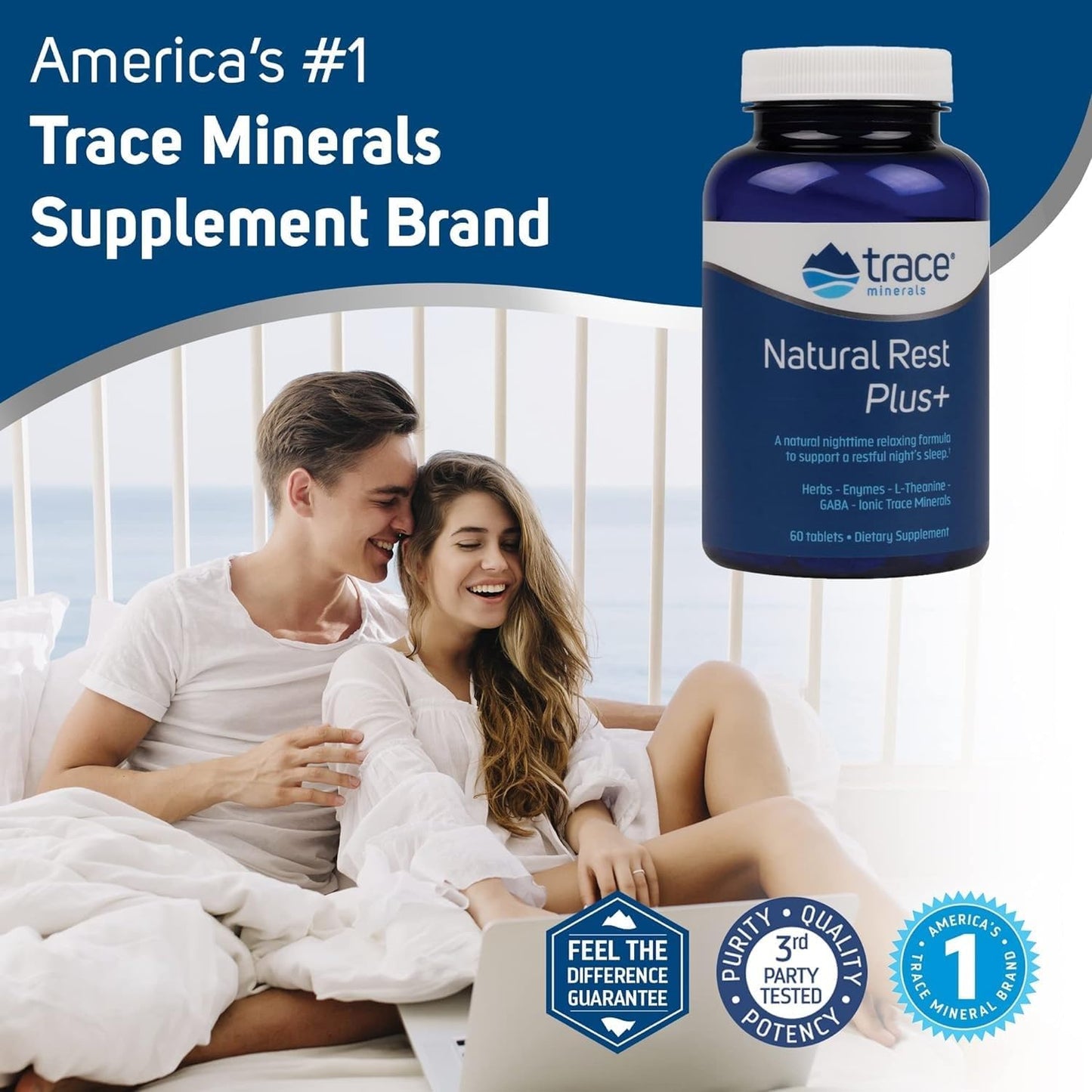 Natural Rest Plus - Sleep Support Dietary Supplement with Trace Minerals, Magnesium, and Enzyme Blend - 60 Tablets
