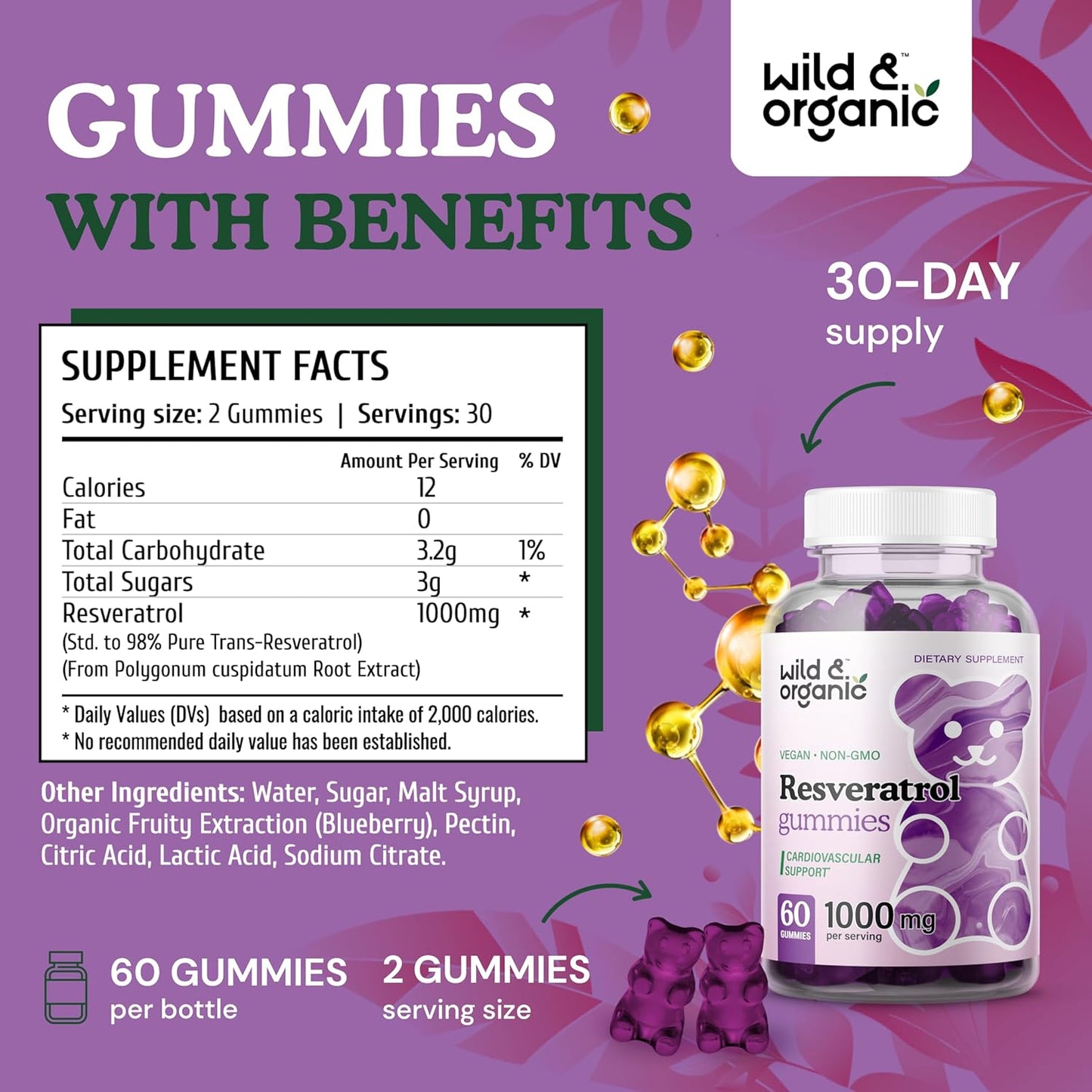 Natural Resveratrol and L-Glutathione Gummies - Wildcrafted and Organic Formula for Immune Support and Antioxidant Boost - BoostGo Australia