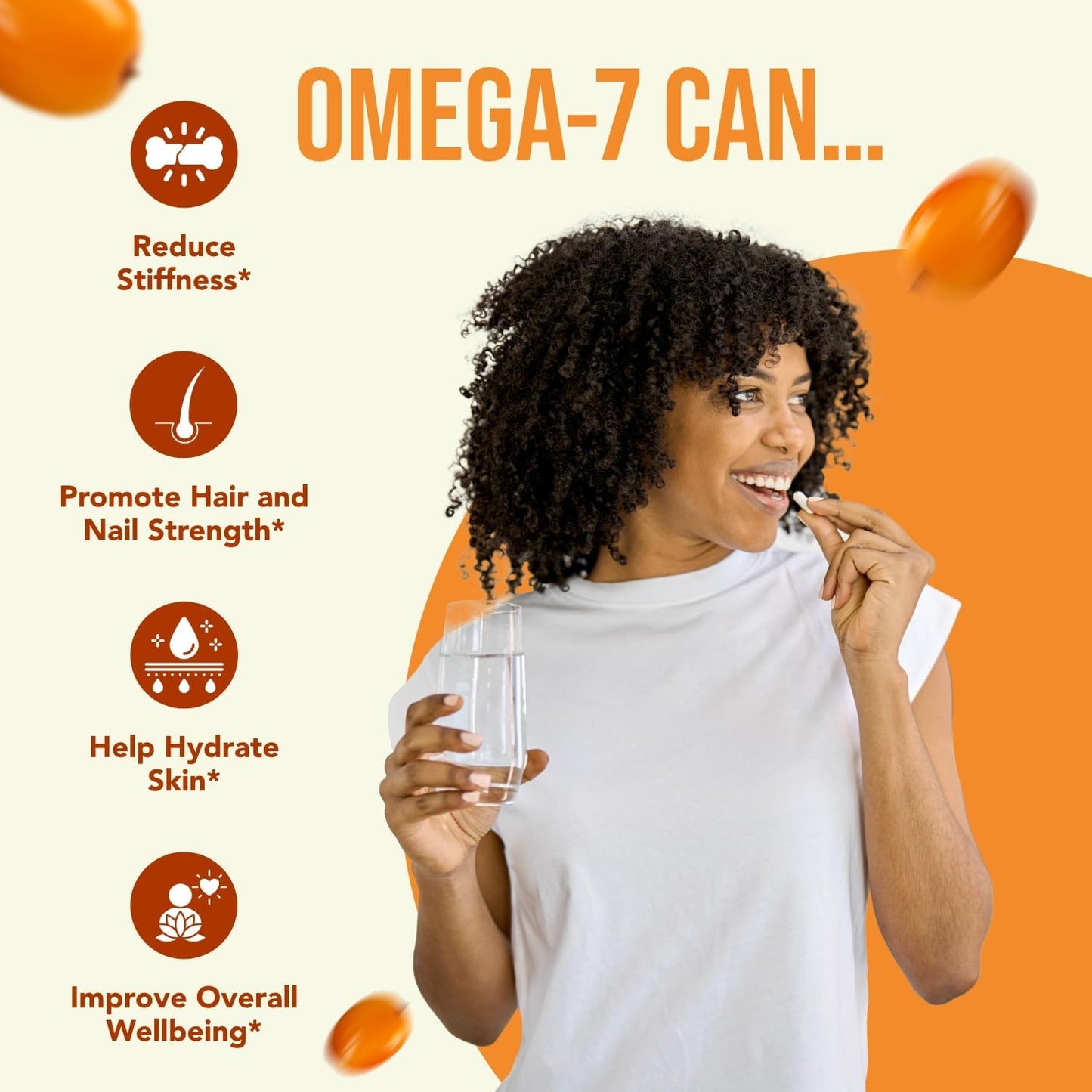 Natural Sea Buckthorn Oil Capsules - 900mg Omega 7 Fatty Acids Supplement (200 Count) - Made in USA, NON-GMO & Healthy