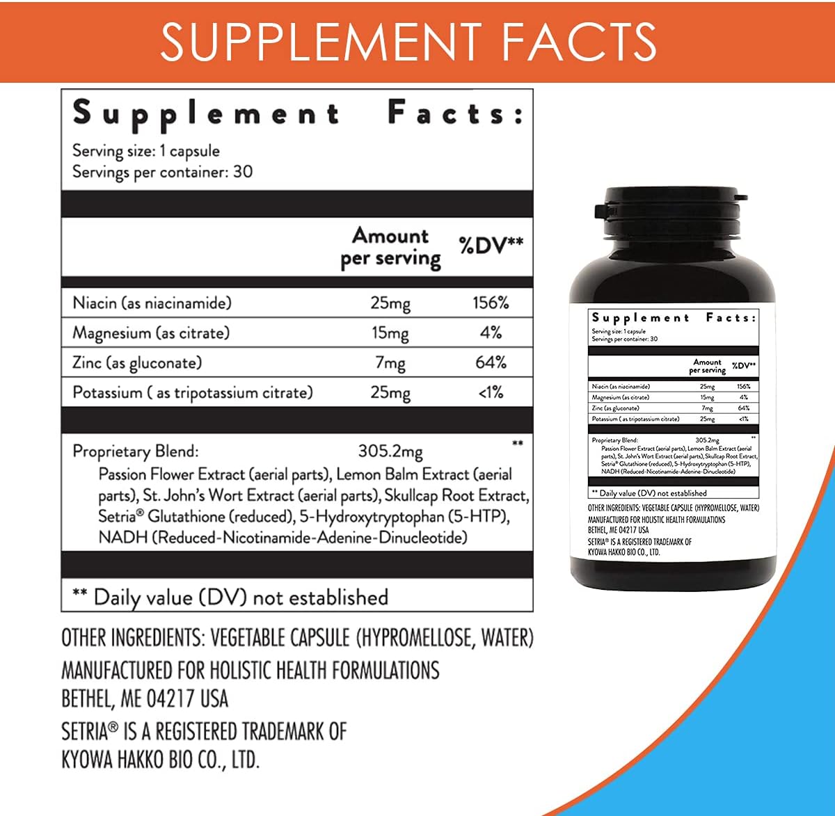 Natural Serotonin Mood Support Supplement - Boosts Serotonin & Zinc Levels - 30 Capsules for Holistic Health