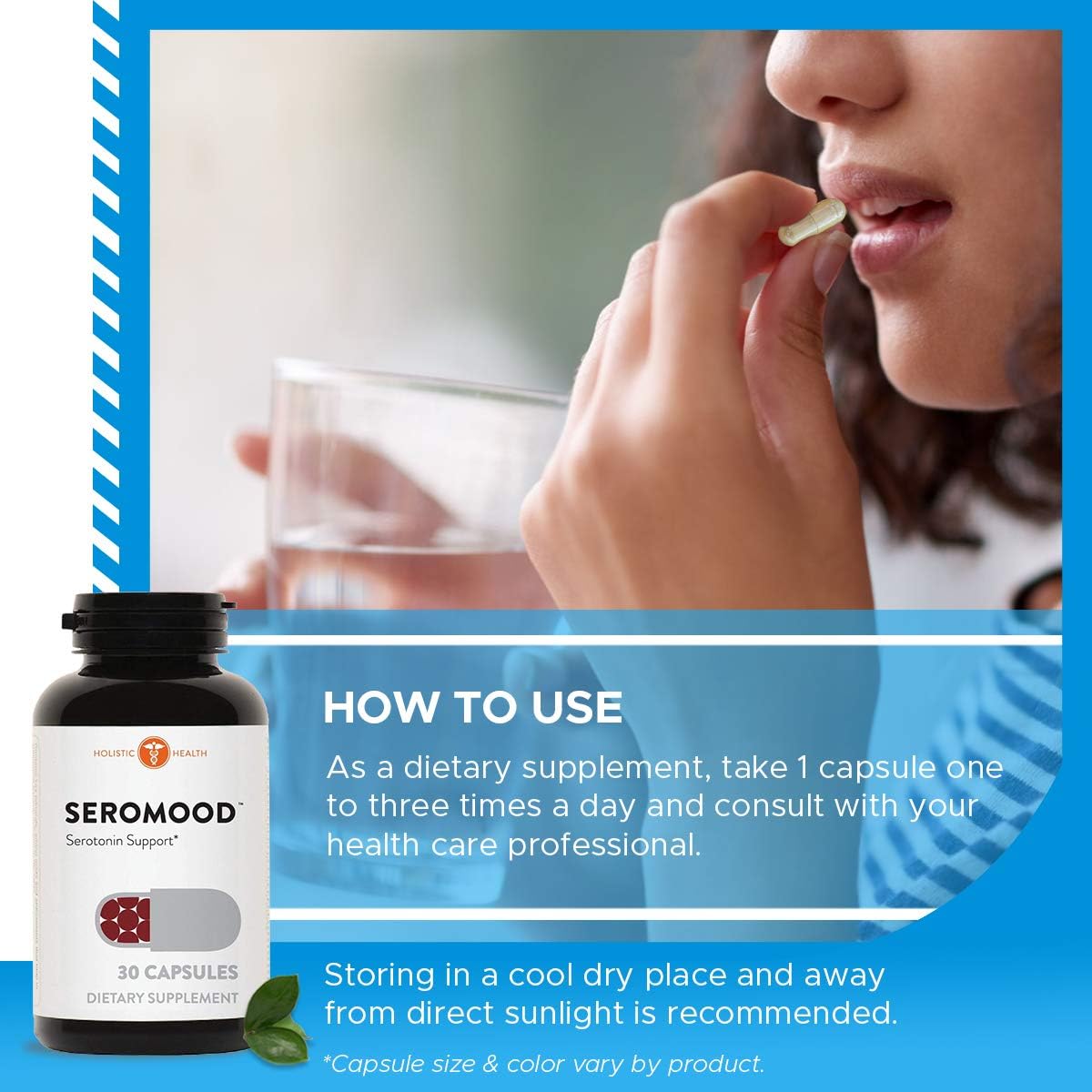 Natural Serotonin Mood Support Supplement - Boosts Serotonin & Zinc Levels - 30 Capsules for Holistic Health