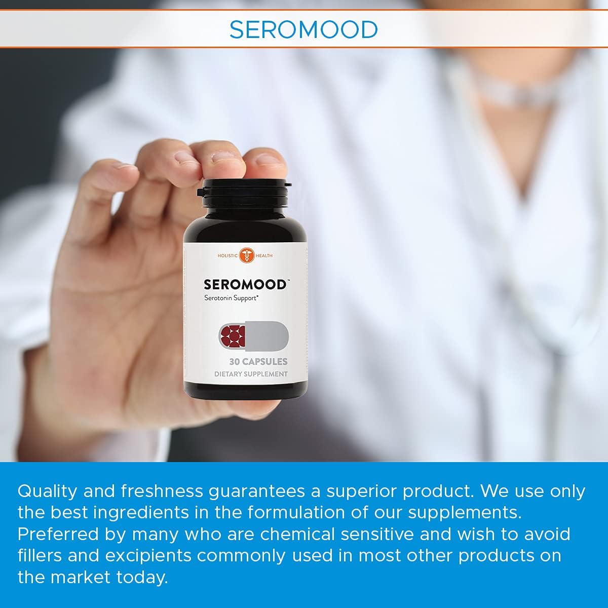 Natural Serotonin Mood Support Supplement - Boosts Serotonin & Zinc Levels - 30 Capsules for Holistic Health