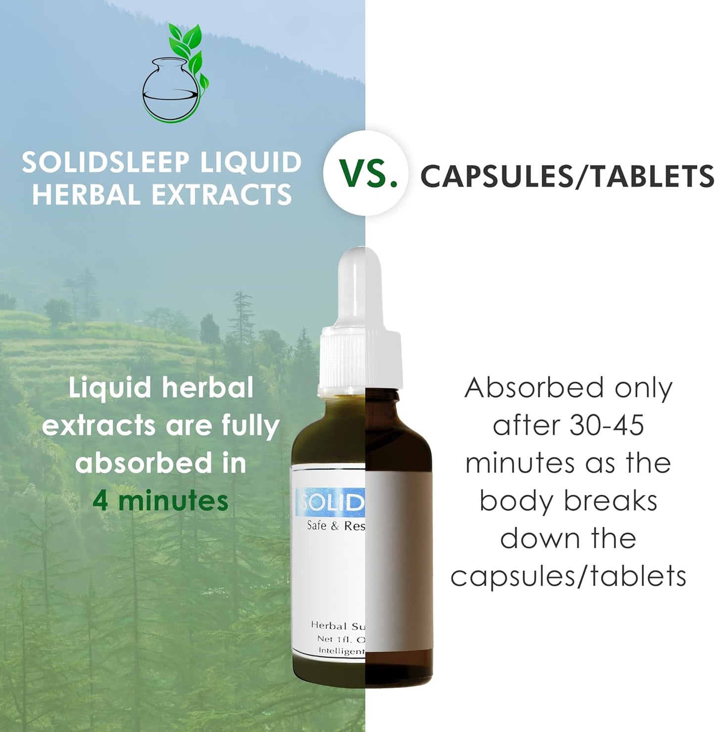 Natural Sleep Aid Liquid Extract with Valerian, Magnolia Bark, Nepeta & Passion Fruit - Mindful SOLIDsleep Supplements for Adults - 30ml