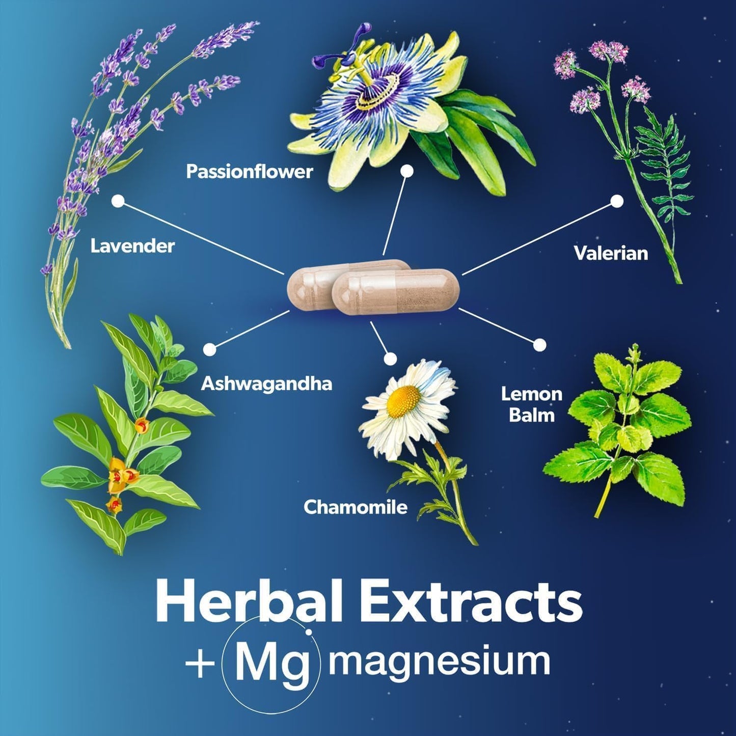 Natural Sleep Aid Supplement with Ashwagandha, Magnesium, Lavender, Lemon Balm - Non-Habit Forming - 120ct