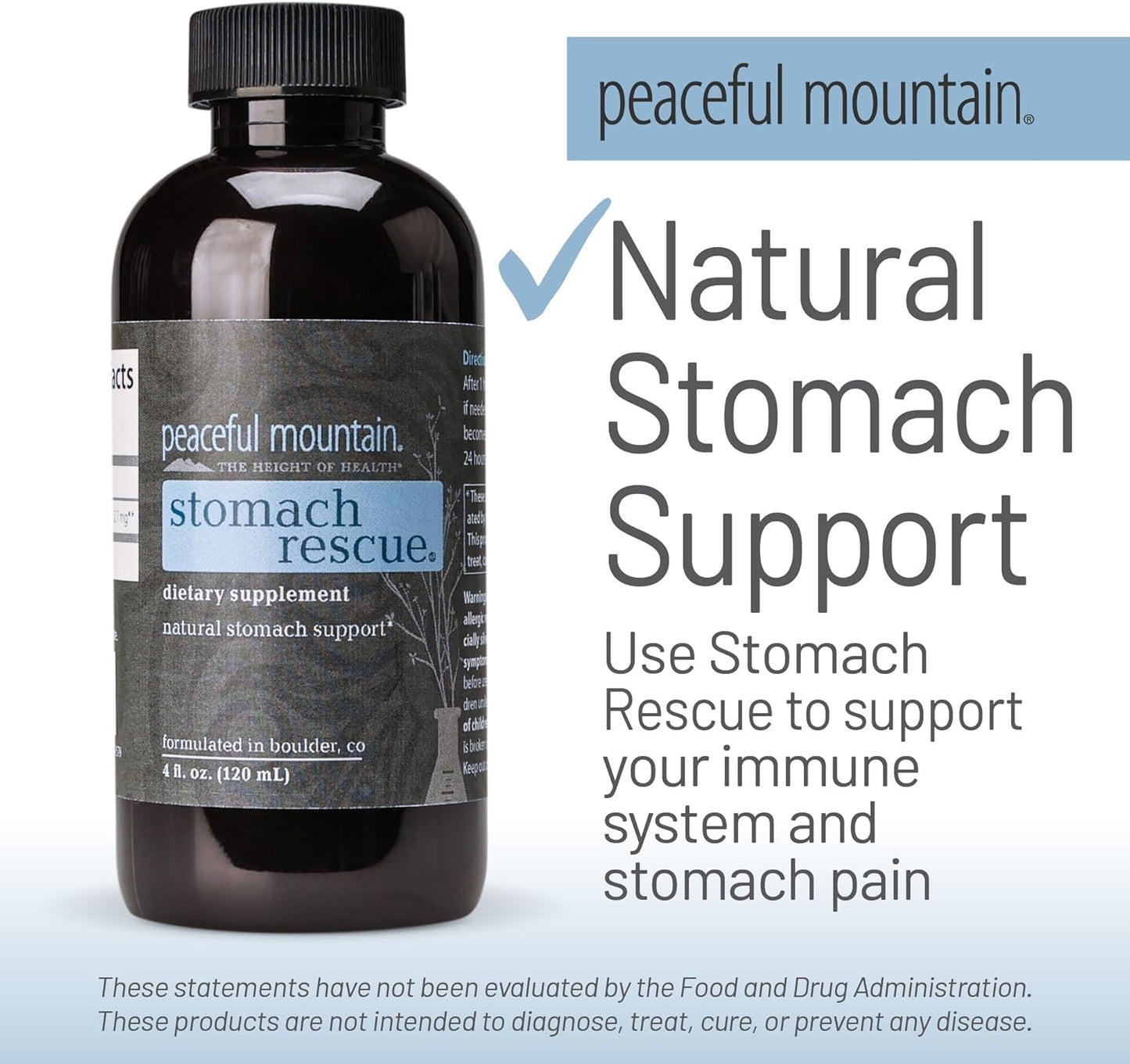 Natural Stomach Support & Immunity Booster with Silver & Peppermint - Ease Stomach Discomfort - 4 fl. Oz