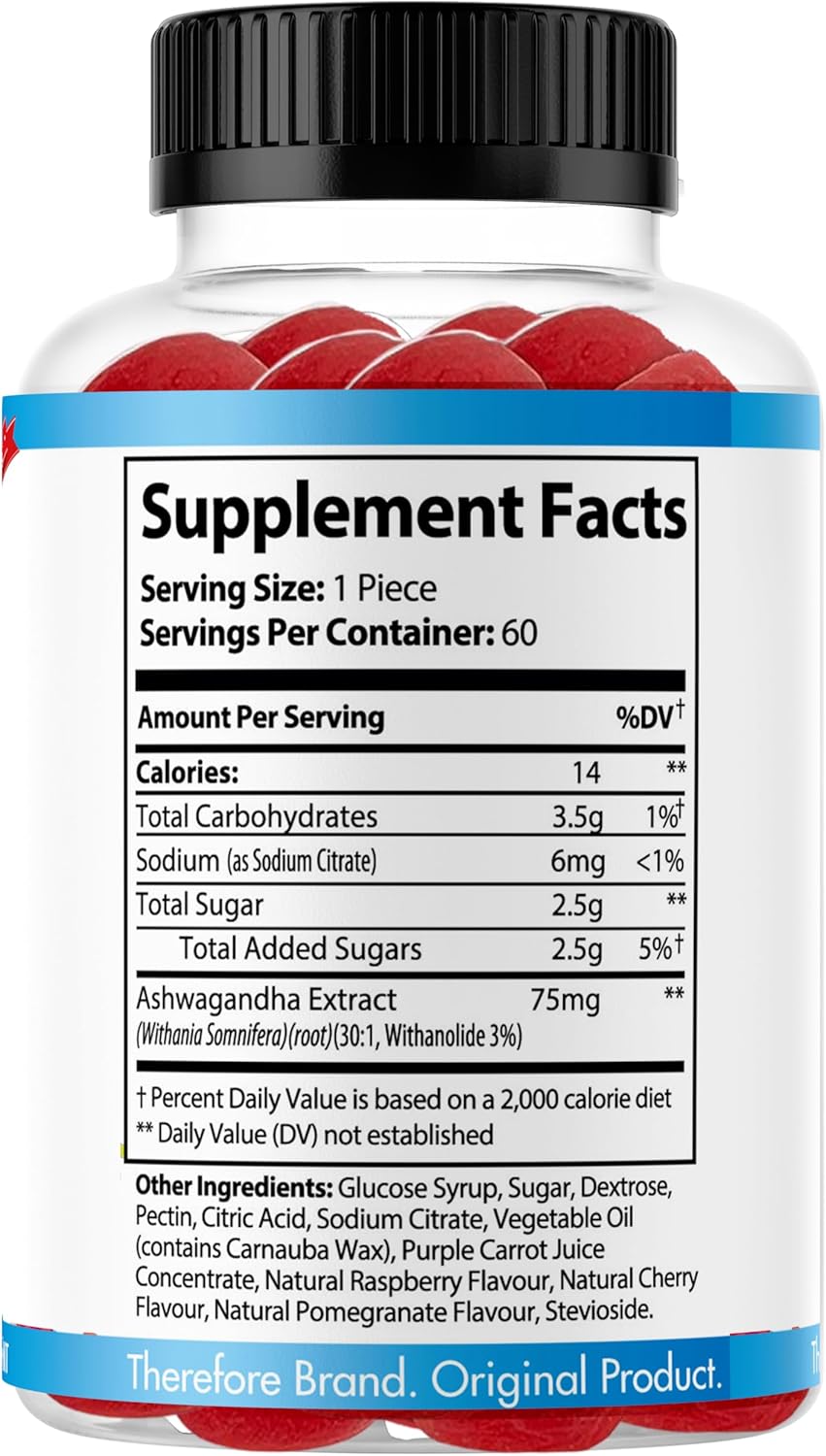 Natural Strawberry Flavored Ashwagandha Gummies for Kids & Teens - Sleep, Mood, and Focus Support - Non-GMO - 60ct
