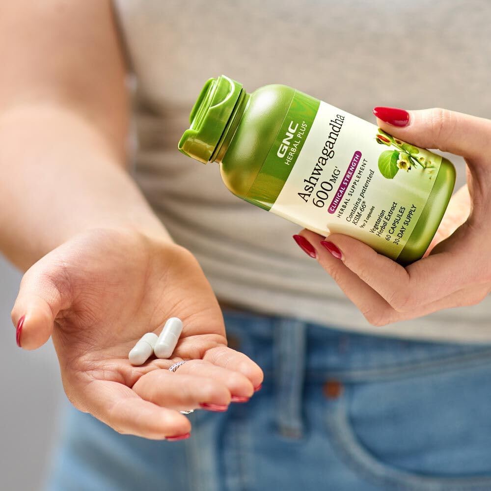 Natural Stress Relief: GNC Herbal Plus Ashwagandha 600mg, 60 Capsules