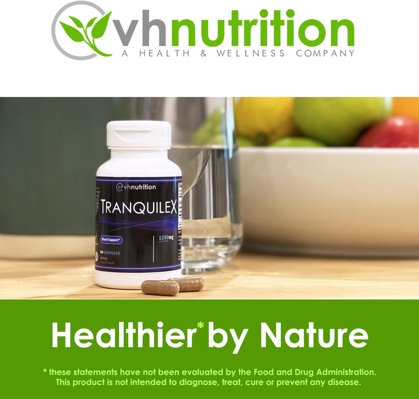 Natural Stress Relief Supplement with Ashwagandha, Passion Flower, Kava Kava, Lemon Balm, Licorice Root, and Lavender - 60 Capsules