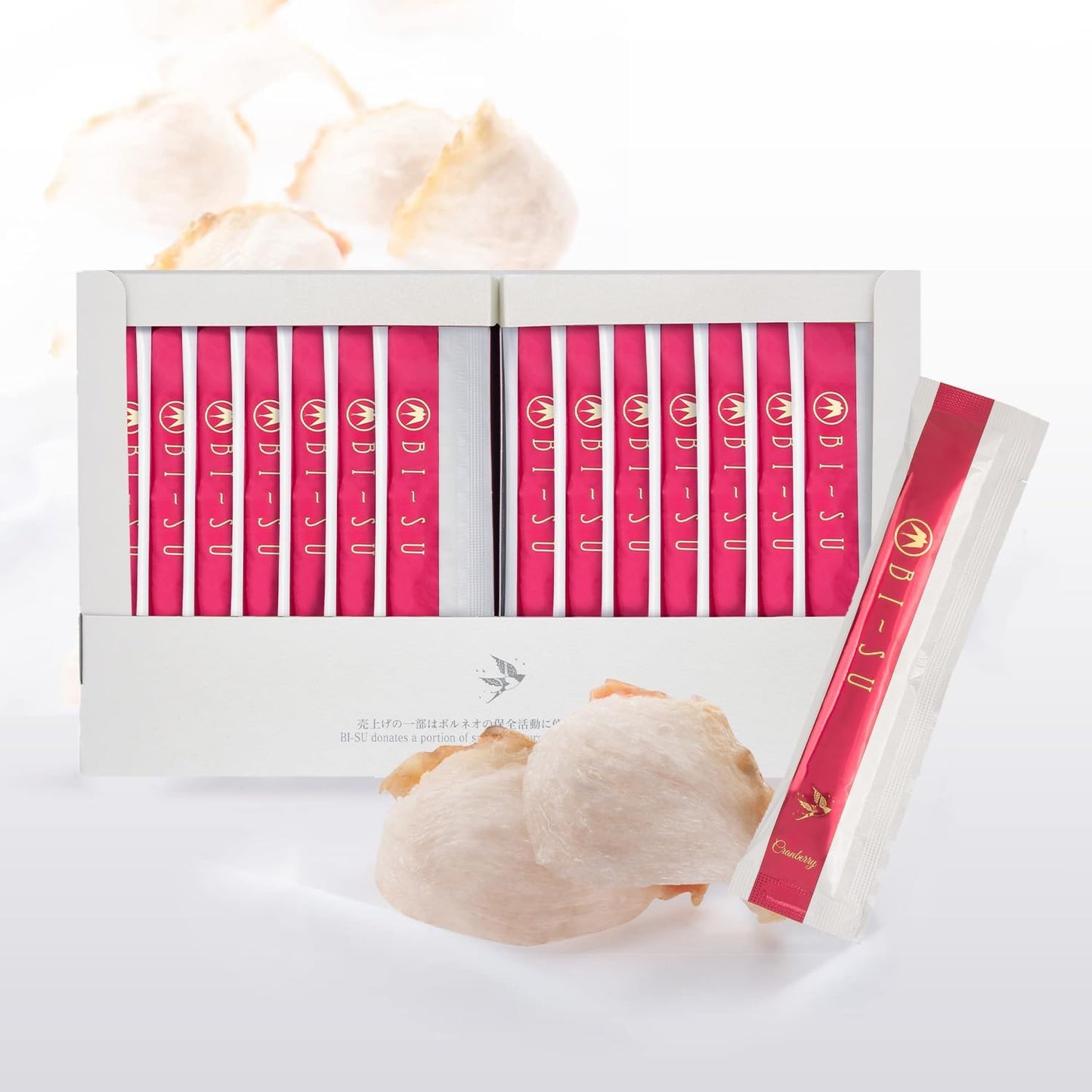 Natural Swiftlet Nests Extract Jelly Stick with Collagen, Vitamin C - Anti-Aging & Immune Boost - Cranberry Flavor, 30 PCS