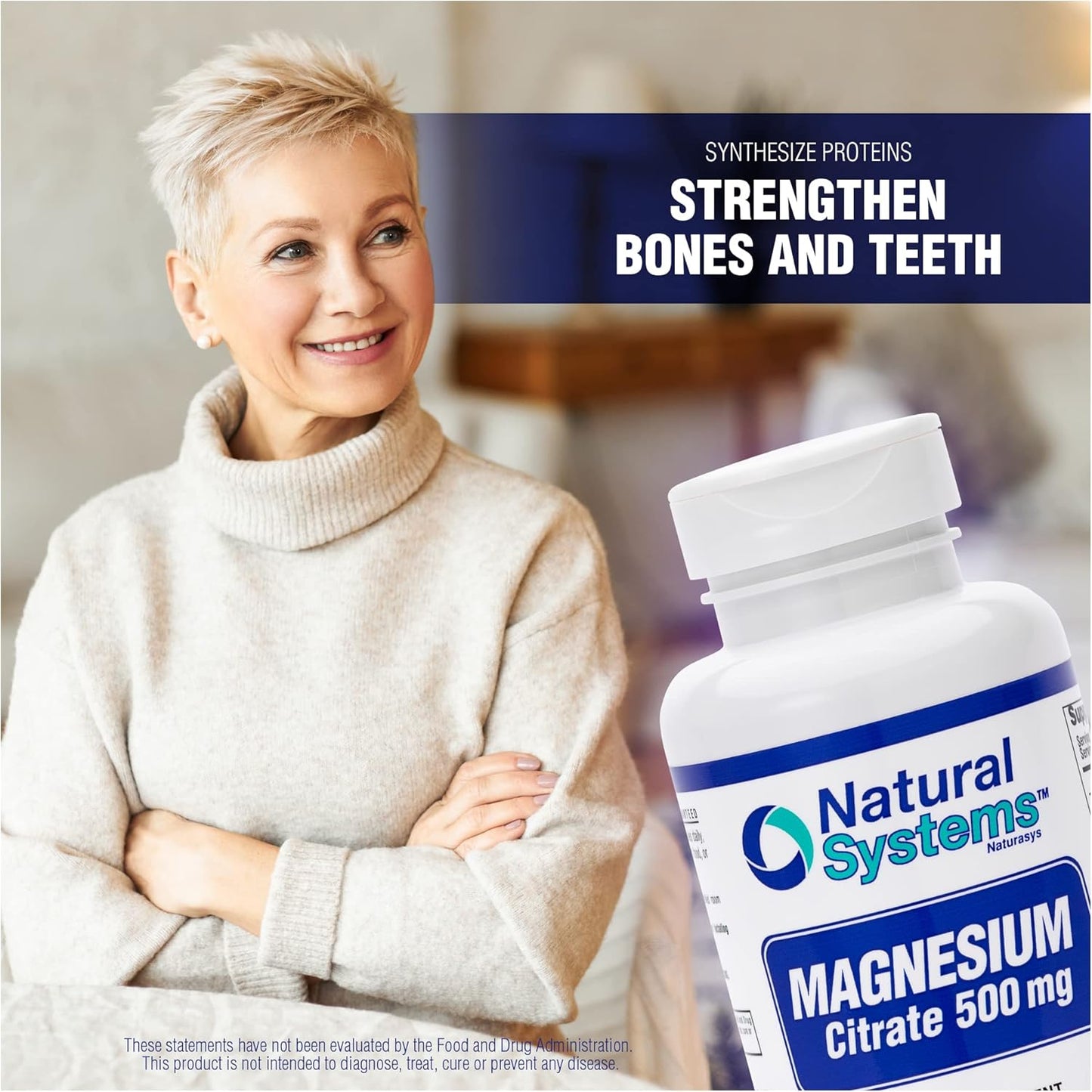 Natural Systems Magnesium Citrate Supplement 500mg - 60 Capsules for Muscle Calm & Constipation Relief - Magnesium Citrate Powder for Natural Slimming