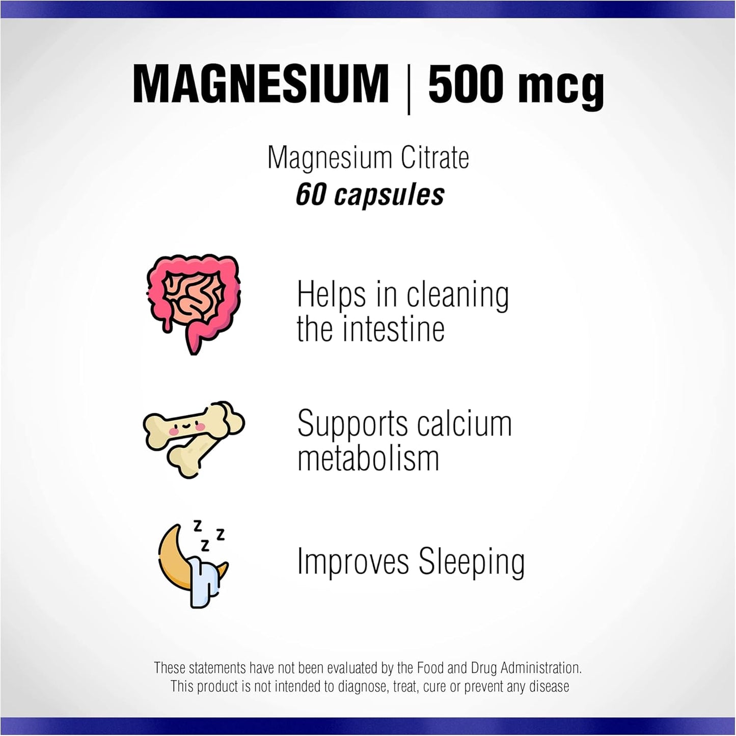 Natural Systems Magnesium Citrate Supplement 500mg - 60 Capsules for Muscle Calm & Constipation Relief - Magnesium Citrate Powder for Natural Slimming