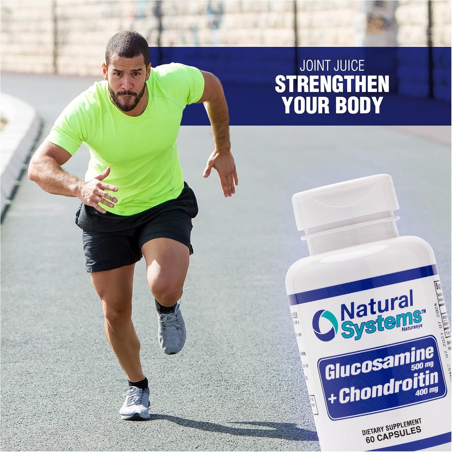 Natural Systems Naturasys Glucosamine Chondroitin Capsules - Joint Support Supplement - Vegan Formula - 60 Capsules