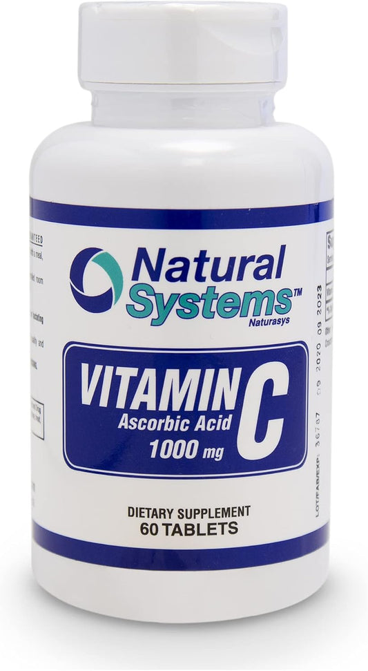 Natural Systems Naturasys Vitamin C 1000mg Tablets - 60 Count - Immune Support Supplement with Ascorbic Acid - Made in USA