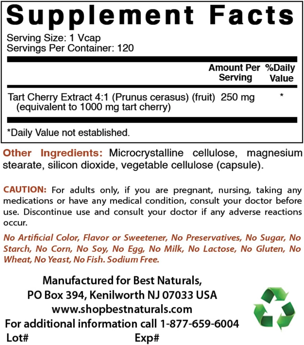 Natural Tart Cherry Extract - 1000mg Capsules x 120 (Pack of 3) - Premium Quality Supplement