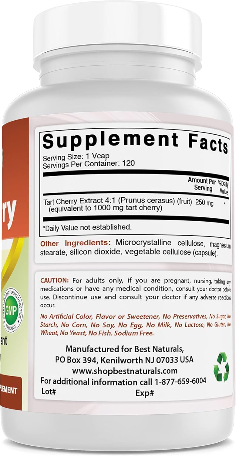 Natural Tart Cherry Extract - 1000mg Capsules x 120 (Pack of 3) - Premium Quality Supplement