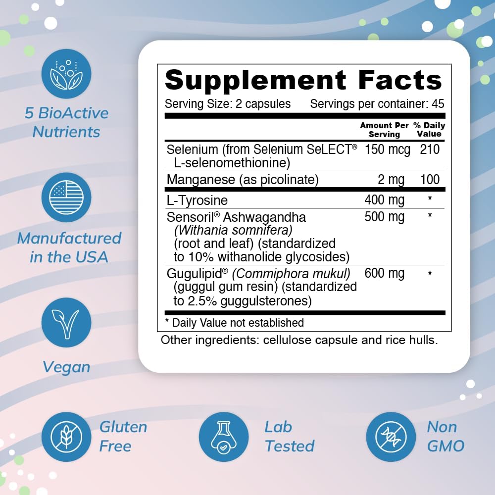 Natural Thyroid Support Supplement for Metabolism and Energy - 90 Capsules