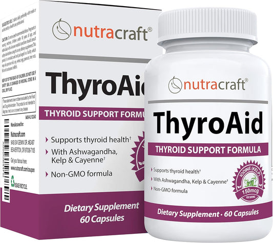 Natural Thyroid Support Supplement with Iodine, Ashwagandha & L-Tyrosine - Boost Energy & Health - 60 Capsules