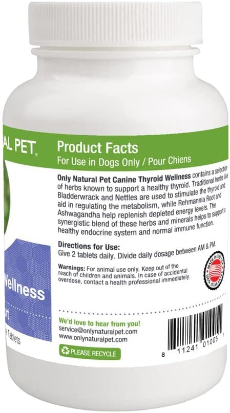 Natural Thyroid Wellness Supplement for Dogs - 90 Chewable Tablets by Only Natural Pet