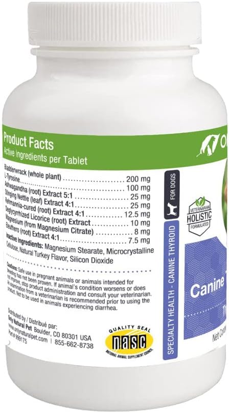 Natural Thyroid Wellness Supplement for Dogs - 90 Chewable Tablets by Only Natural Pet