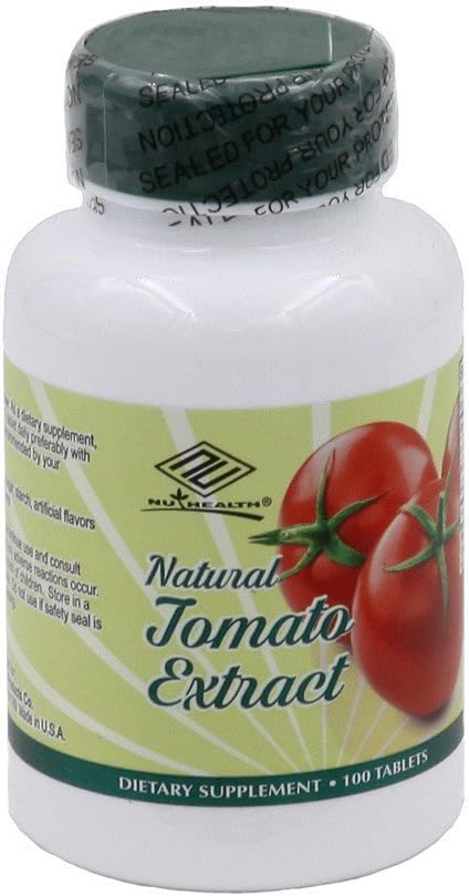 Natural Tomato Extract with Lycopene Supplement - 100 Tablets by Nu-Health