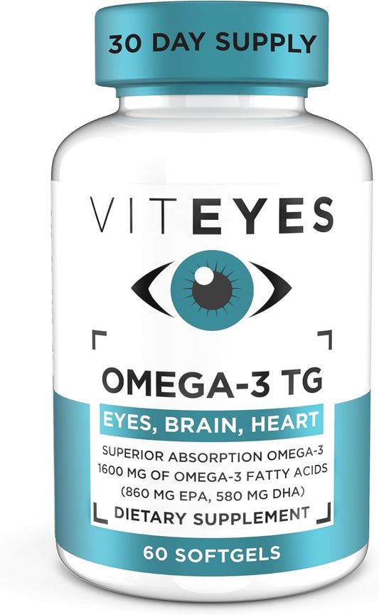 Natural Triglyceride Fish Oil Formula for Eye & Heart Health, 60 Count