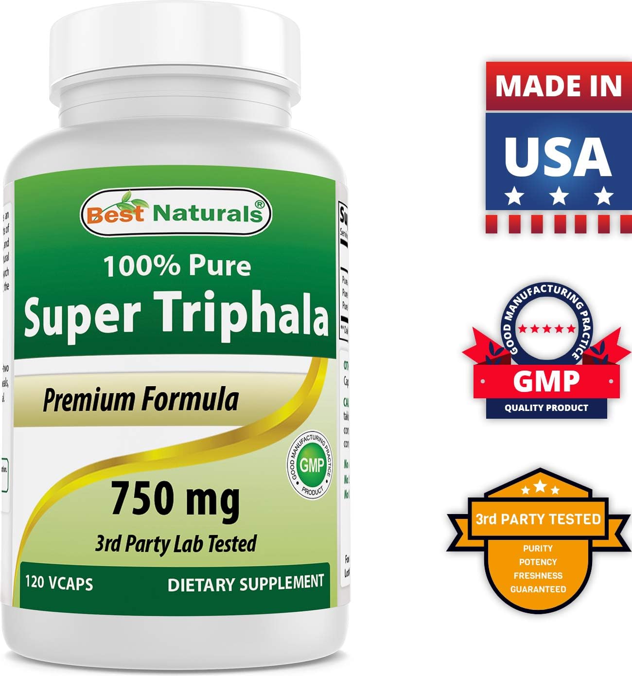 Natural Triphala 750 mg with Magnesium Chloride 520 mg - Top Quality Supplement for Digestive Health and Wellness
