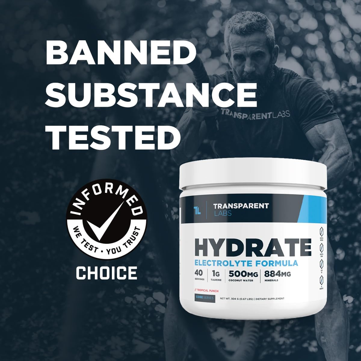 Natural Tropical Punch Flavored Electrolyte Powder with Coconut Water - Hydration Supplement with Calcium, Taurine, and Potassium - 40 Servings by Transparent Labs