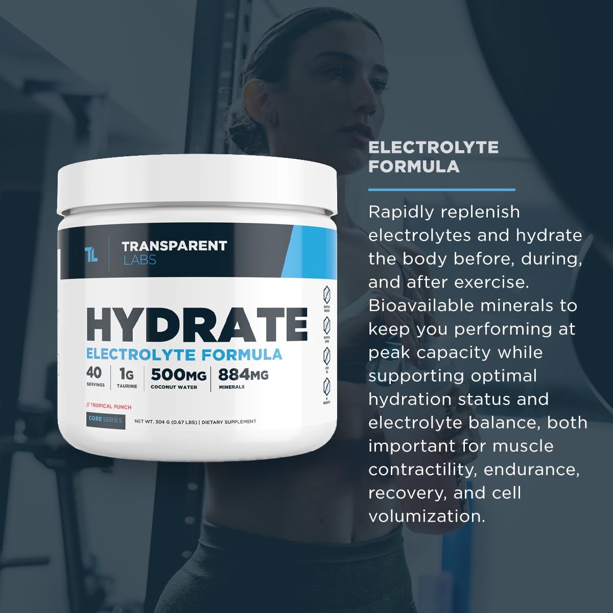 Natural Tropical Punch Flavored Electrolyte Powder with Coconut Water - Hydration Supplement with Calcium, Taurine, and Potassium - 40 Servings by Transparent Labs
