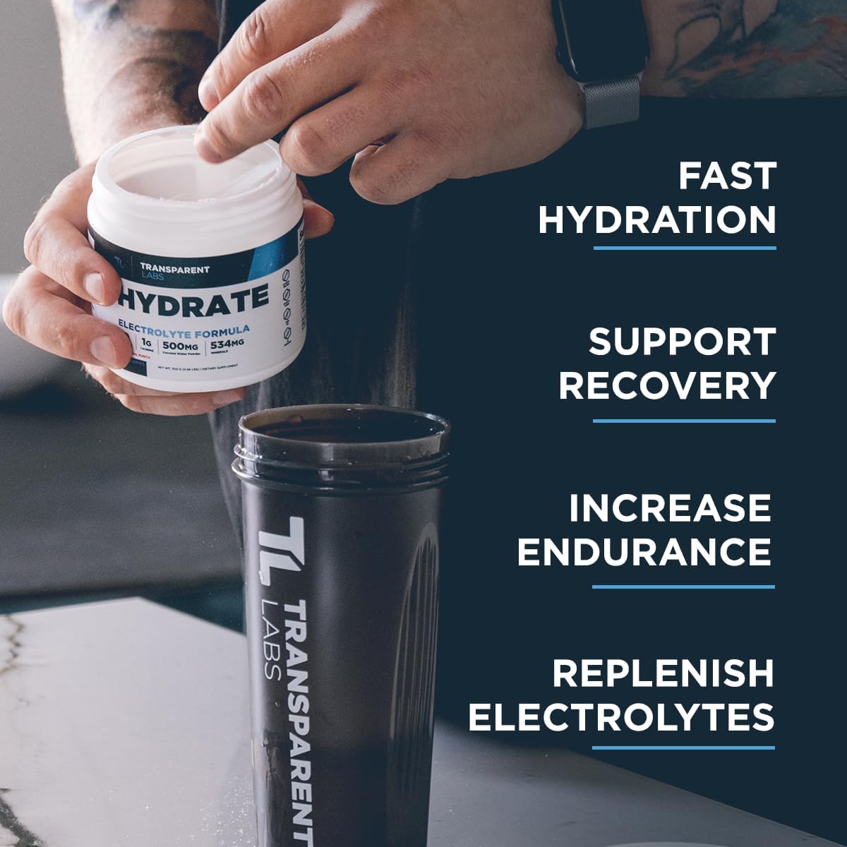 Natural Tropical Punch Flavored Electrolyte Powder with Coconut Water - Hydration Supplement with Calcium, Taurine, and Potassium - 40 Servings by Transparent Labs