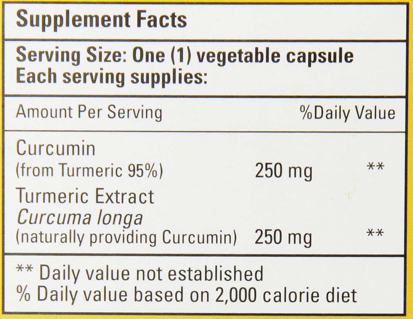 Natural Turmeric Curcumin 500mg Capsules - 50 Vegetarian Capsules