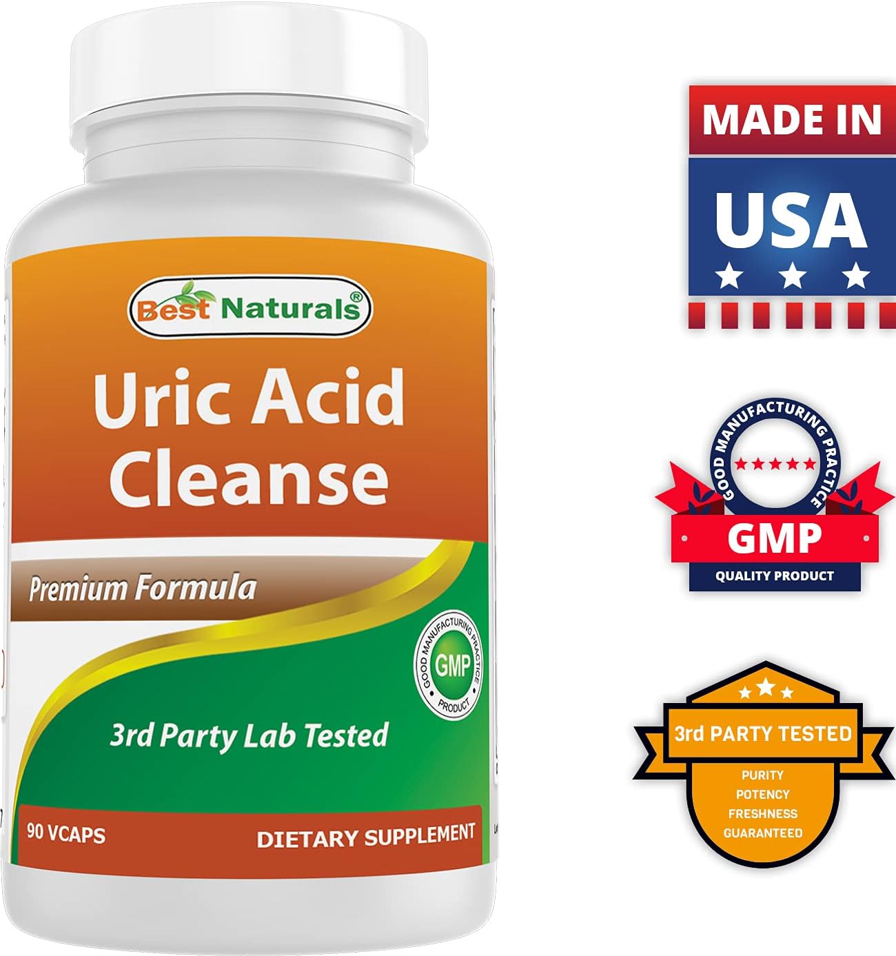 Natural Uric Acid Cleanse Vitamins for Men and Women - 180 Veggie Capsules