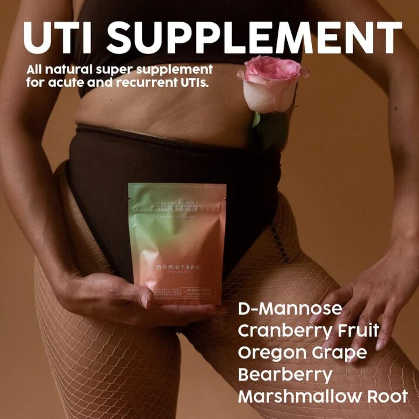 Natural Urinary Health Supplement with Cranberry & D Mannose - Supports Bladder & Vaginal Health, pH Balance - Vegan 60 Capsules